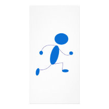 Blue Stick Figure Running Picture Card