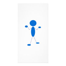 Blue Stick Figure Shrugging Shoulders Customized Photo Card