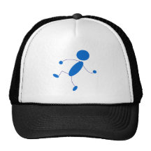 Blue Stick Figure Throwing Mesh Hats