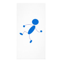 Blue Stick Figure Throwing Photo Card