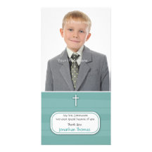 Blue Stripes Religious Photo Card