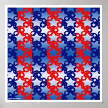 Blue White Stars Red Blue Stripes Poster