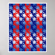 Blue White Stars Red Blue Stripes Print