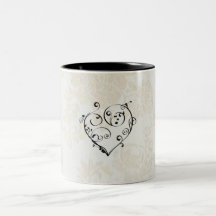 Blühen Sie Herz auf weißem Rosen-Becher Kaffee Tasse