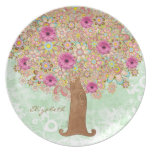 Blühende rosa Blumen und Baum - überziehen Sie tba Flache Teller