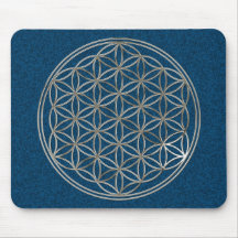Blume des Lebens / Flower Of Life | silver blue Mousepad