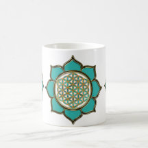 Blume des Lebens Lotus - türkis / 3x Teehaferl