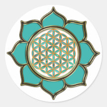 Blume des Lebens Lotus - türkis / transparent Stickers