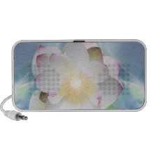 Blume des weißen Lotos im blauen Kristall Laptop Speaker