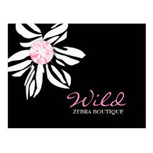 Blume | des Zebra-311-Wild schwarzes u. rosa Dimao Postkarte