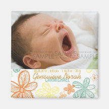 Blume kritzelt multi • Baby-Mitteilung Kühlschrankmagnete
