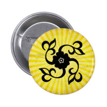 Blume u. Reben; Gelb Anstecknadelbutton