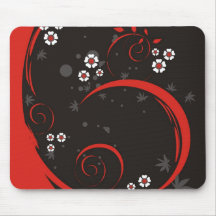Blumen auf Schwarzem - Mousepad