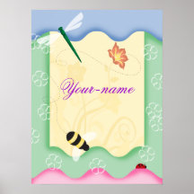 Blumen-Bienen-personalisiertes Plakat