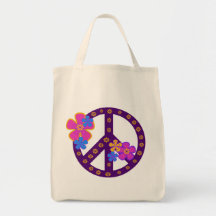 Blumen-Friedenssymbol-T-Shirts und Geschenke Taschen
