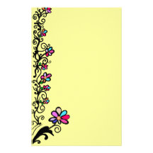 Blumen-Grenze auf Gelb Druckpapier