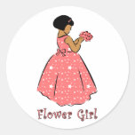 Blumen-Mädchen in der Koralle Runde Sticker
