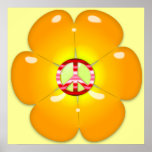 Blumen-Power-Friedenszeichen-Plakat-Druck