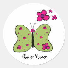 Blumen-Power-Schmetterlings-Aufkleber