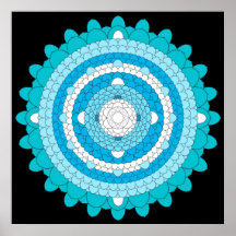 Blumenblatt-Lotus-Mandala des Blau-tausend Posterdrucke