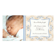 Blumencreme und blaue neue Baby-Foto-Karten Individuelle Foto Karte