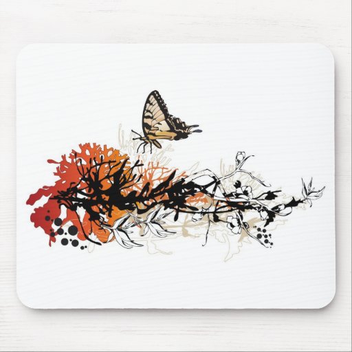Blumenmuster mit Schmetterling Mauspads