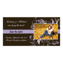 BlumenSave the Date Wedding - lila Fotogrußkarten