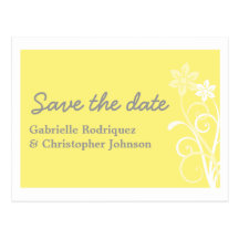 BlumenWirbels-Save the Date Postkarte, gelb