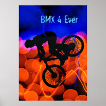 BMX in den hellen Kristallen und im Blitz Plakatdrucke