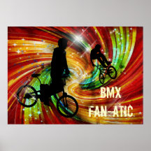 BMXers im roten und orange Grunge-Wirbel Plakate