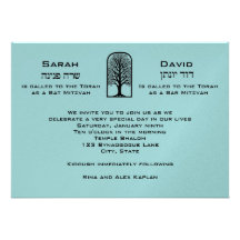 B'Nai Mitzvah Einladungs-Baum des Lebens paart Heb