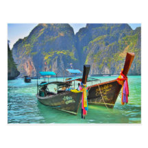 Boats in Maya Bay Post Card