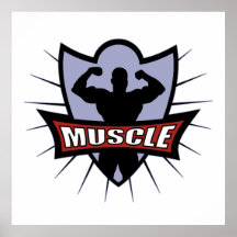 Bodybuilder-Muskel-Logo Plakatdruck