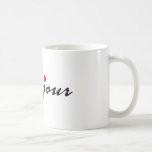 Bonjour, französische Wortkunst mit rotem Herzen Tee Tasse