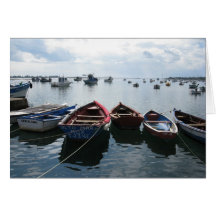 Boote im Hafen Grußkarte
