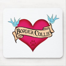 Border-Collie-Tätowierungs-Herz Mauspads