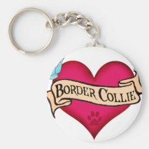 Border-Collie-Tätowierungs-Herz Schlüsselbänder
