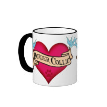 Border-Collie-Tätowierungs-Herz Tasse