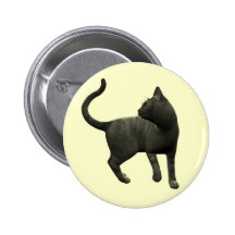 Boshafter schwarze Katzen-Knopf Button
