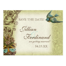 Botanica Hochzeits-Postkarten-Save the Date - Grün
