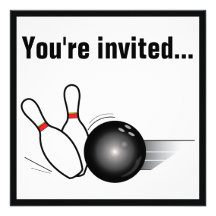 Bowling Ball and Pins After-Game Party Invite