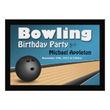 Bowling - blaue Geburtstags-Party Einladungen
