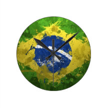 Brasilien-Flagge Wanduhren