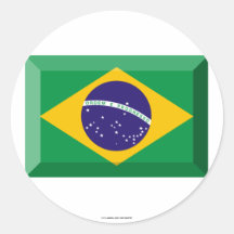 Brasilien-Flaggen-Juwel Runde Aufkleber