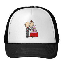 Braut und Bräutigam schnitten die Kuchent-shirts u Retrokult Cap