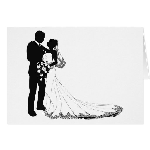 Braut- und Bräutigam-Silhouette Grußkarten