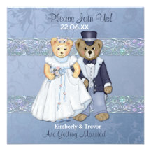 Braut-und Bräutigam-Teddybär Wedding Individuelle Einladung