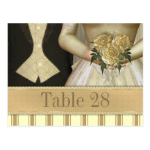 Braut-und des Bräutigam-(Elfenbein) Wedding Tischn Postkarte