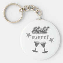 Brautparty mit aufgehaltenen Gläsern, Grau Schlüsselbänder