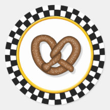 Brezel u. runde Schachbrett-Aufkleber